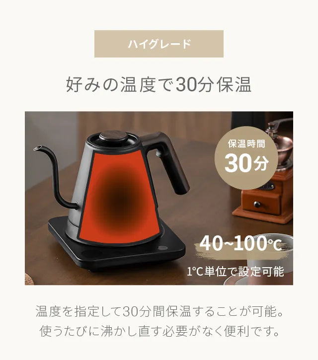 AND・DECO クラシック電気ケトル スリムノズル