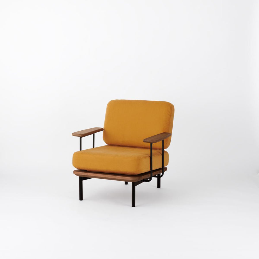 KUUM Sofa 1 seater Double arm Steel Frame Brown クーム ソファ
