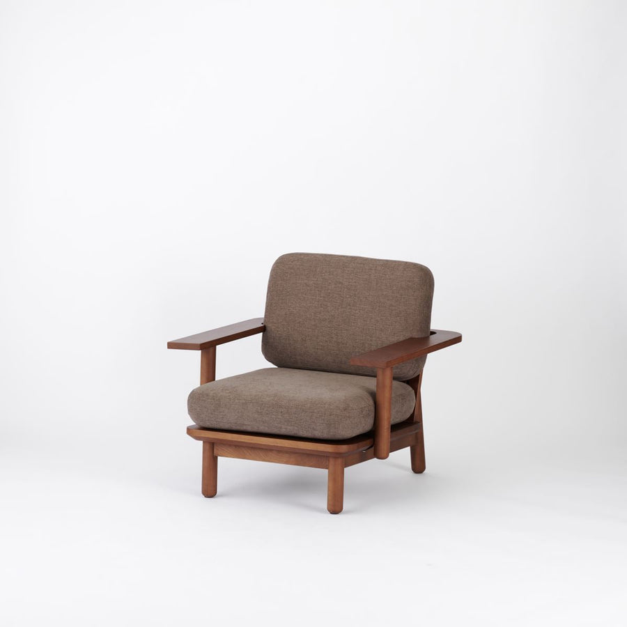 KUUM Sofa 1 seater Double arm Wooden Frame Brown クーム ソファ