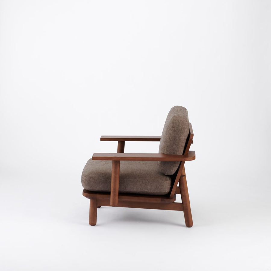 KUUM Sofa 1 seater Double arm Wooden Frame Brown クーム ソファ