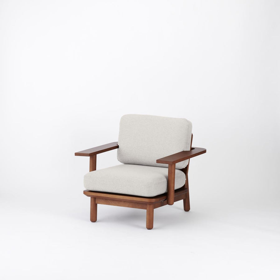 KUUM Sofa 1 seater Double arm Wooden Frame Brown クーム ソファ