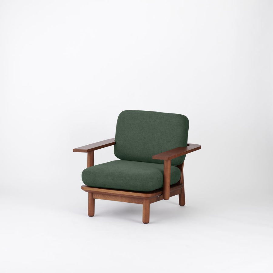 KUUM Sofa 1 seater Double arm Wooden Frame Brown クーム ソファ