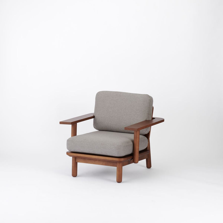 KUUM Sofa 1 seater Double arm Wooden Frame Brown クーム ソファ