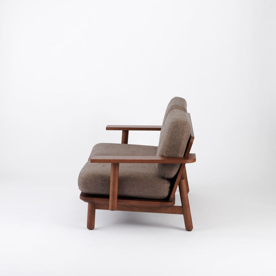 KUUM Sofa 2 seater Double arm Wooden Frame Brown クーム ソファ