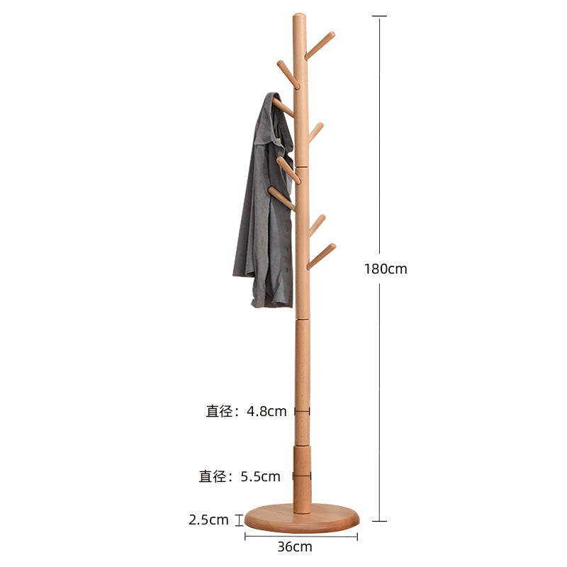 Height-adjustable wooden pole hanger