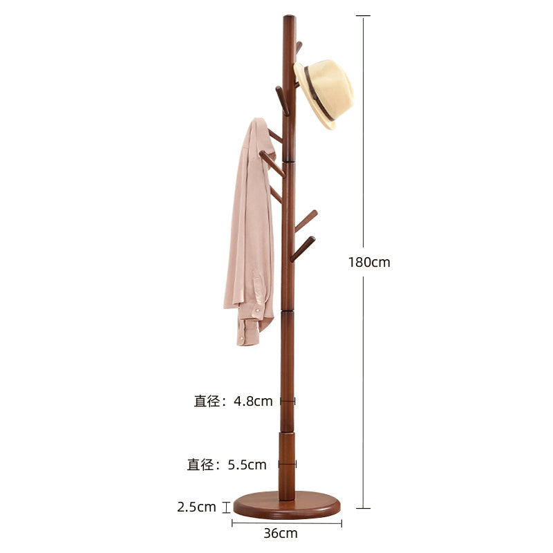 Height-adjustable wooden pole hanger