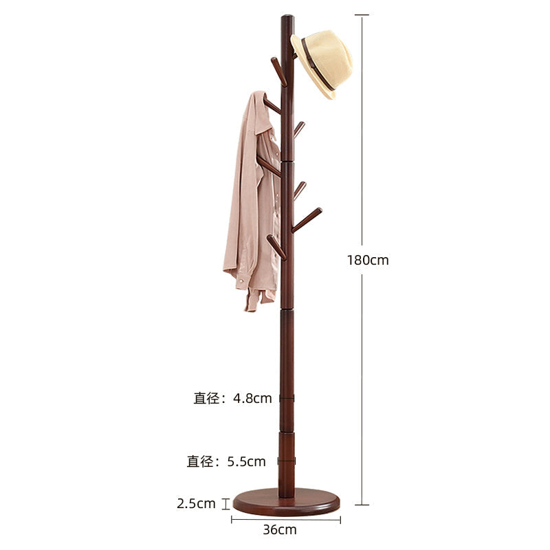 Height-adjustable wooden pole hanger