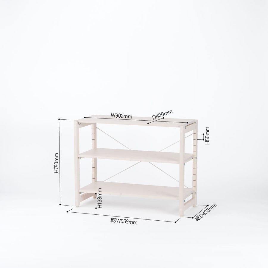 Wooden Shelf Arten W900×H750 3段 ウッデン シェルフ アルテン