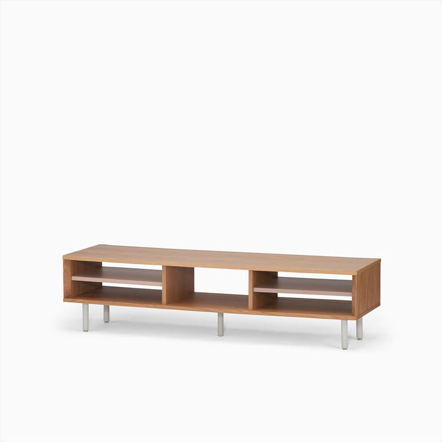 KUUM Linear Wood Low Board W1600 Natural_Steel legs クーム リニアウッド ローボード