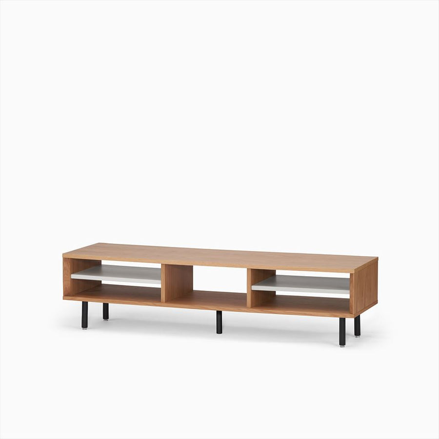 KUUM Linear Wood Low Board W1600 Natural_Steel legs クーム リニアウッド ローボード