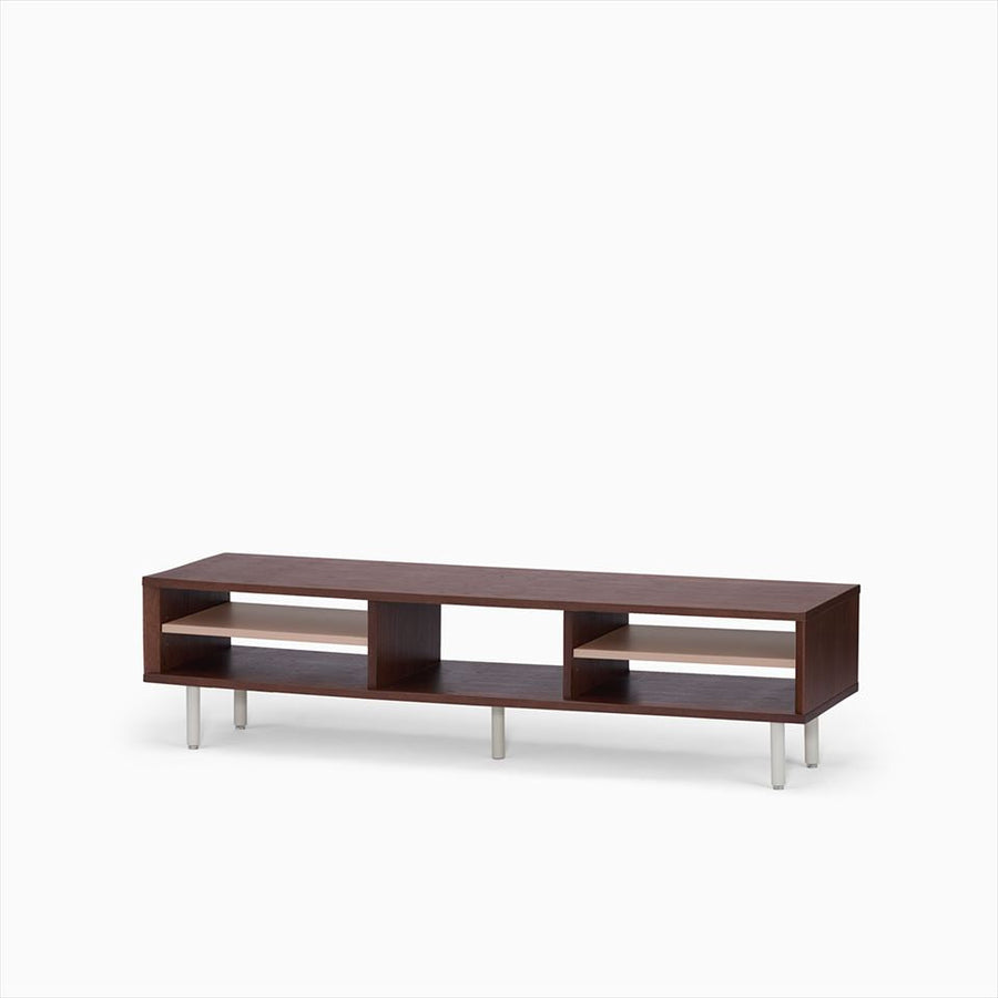 KUUM Linear Wood Low Board W1600 Brown_Steel legs クーム リニアウッド ローボード