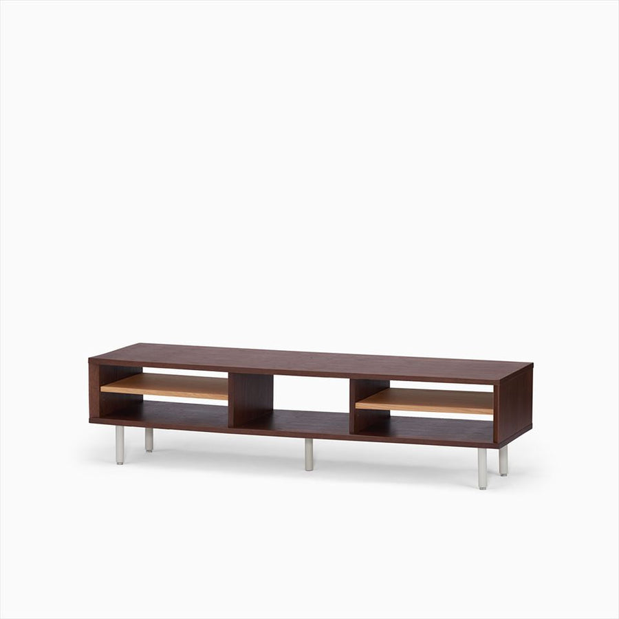 KUUM Linear Wood Low Board W1600 Brown_Steel legs クーム リニアウッド ローボード