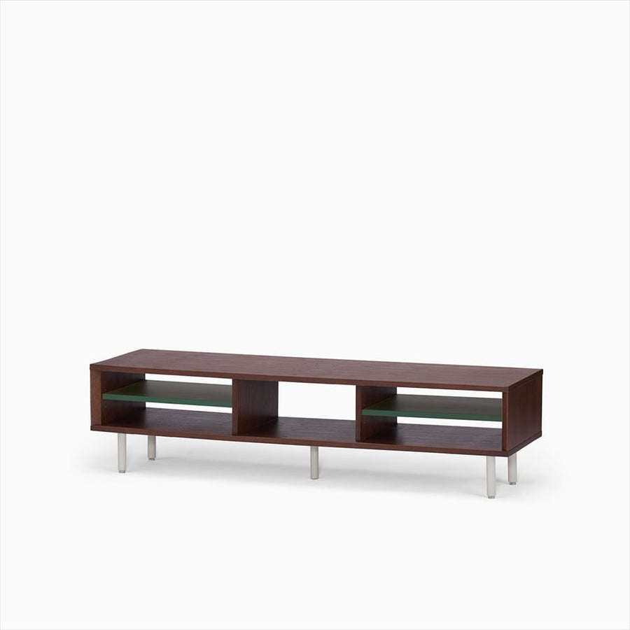 KUUM Linear Wood Low Board W1600 Brown_Steel legs クーム リニアウッド ローボード