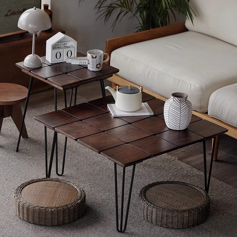 Natural wood square table