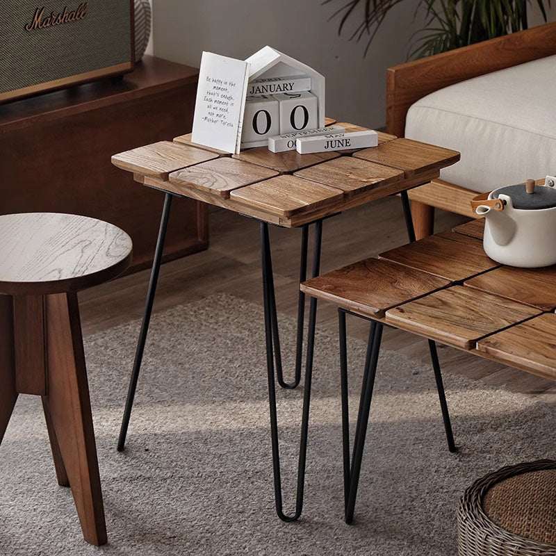 Natural wood square table