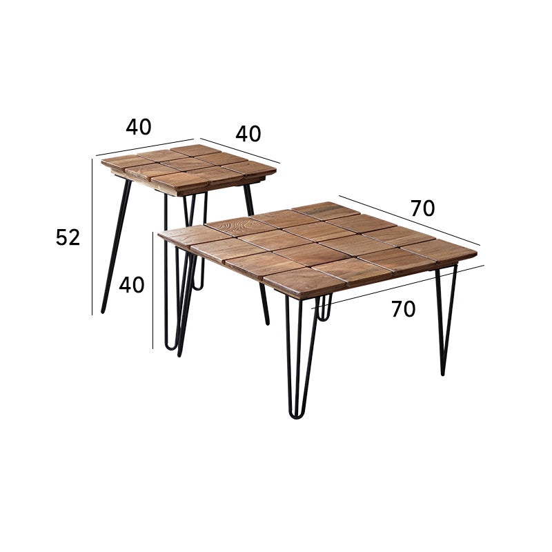 Natural wood square table