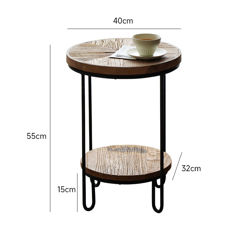 Natural wood round rack table