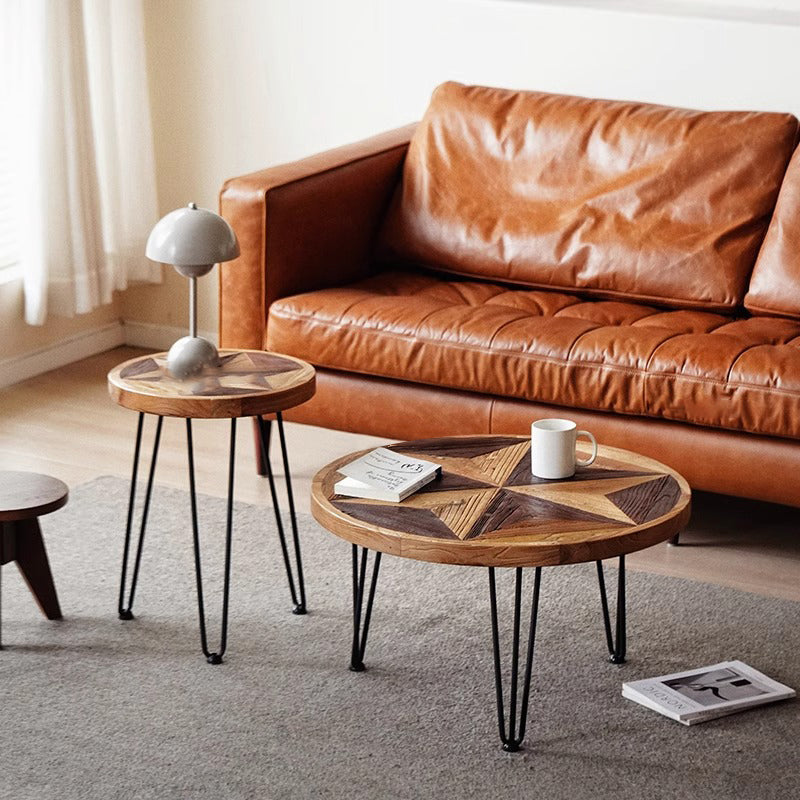 Natural wood vintage star table