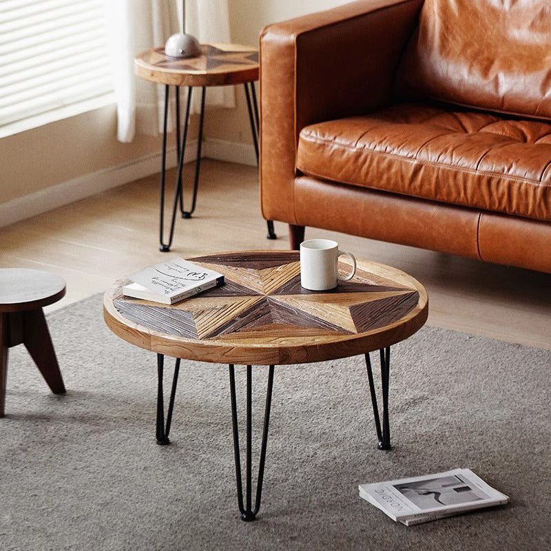 Natural wood vintage star table