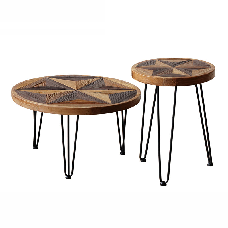 Natural wood vintage star table