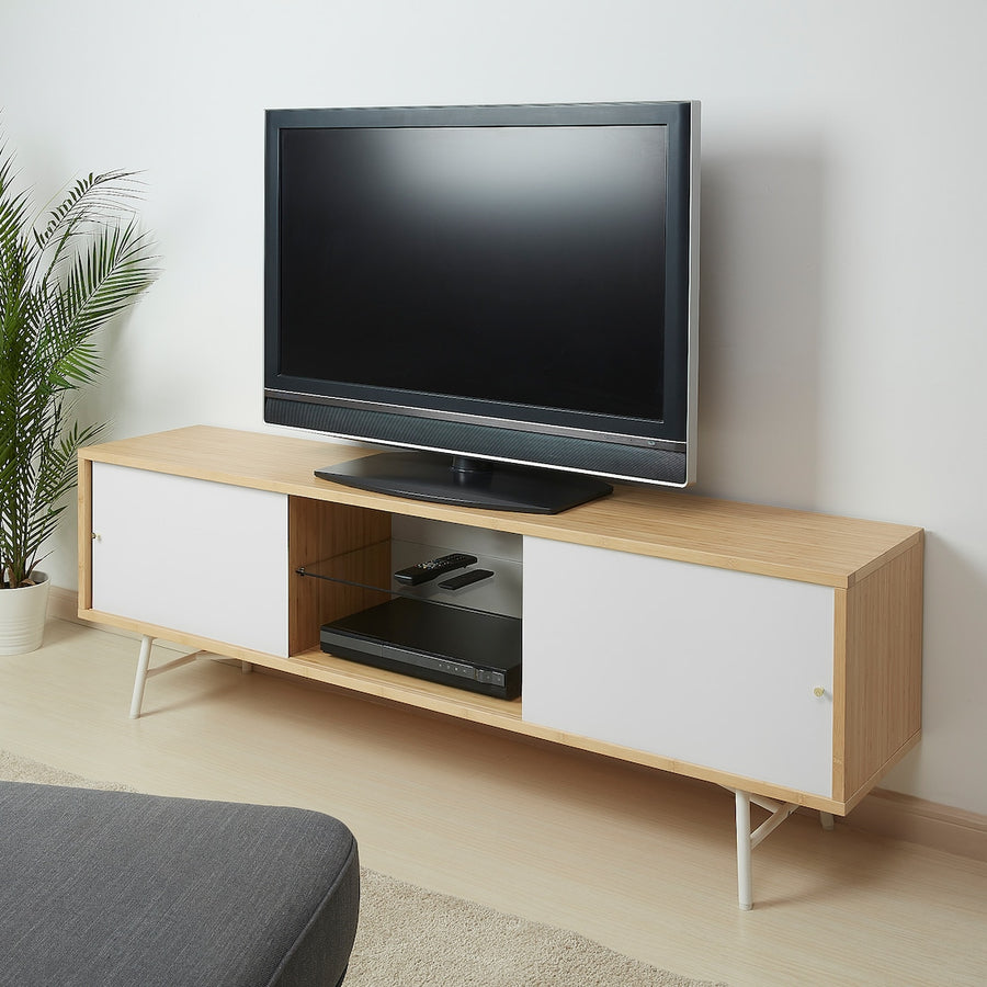 SVENARUM TV stand with sliding doors