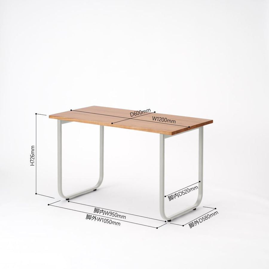 KUUM Table W1200×D600 アッシュ無垢材ナチュラル 鉄脚オーバル