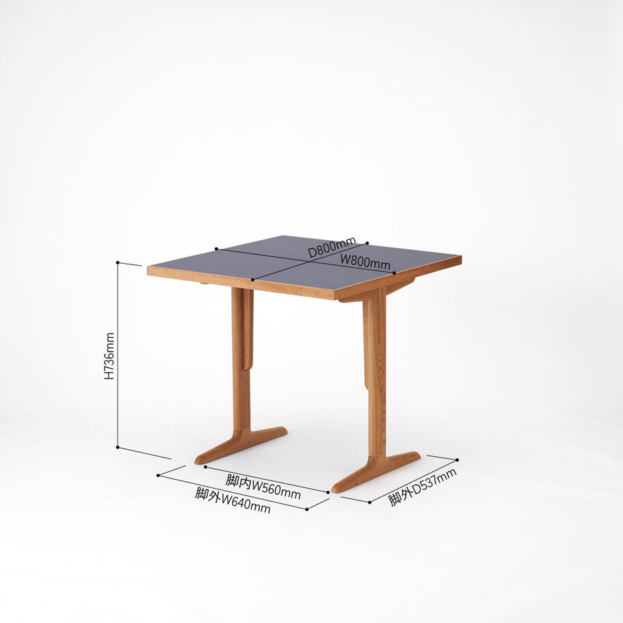 KUUM Table W800×D800 メラミンネイビー 木脚 T