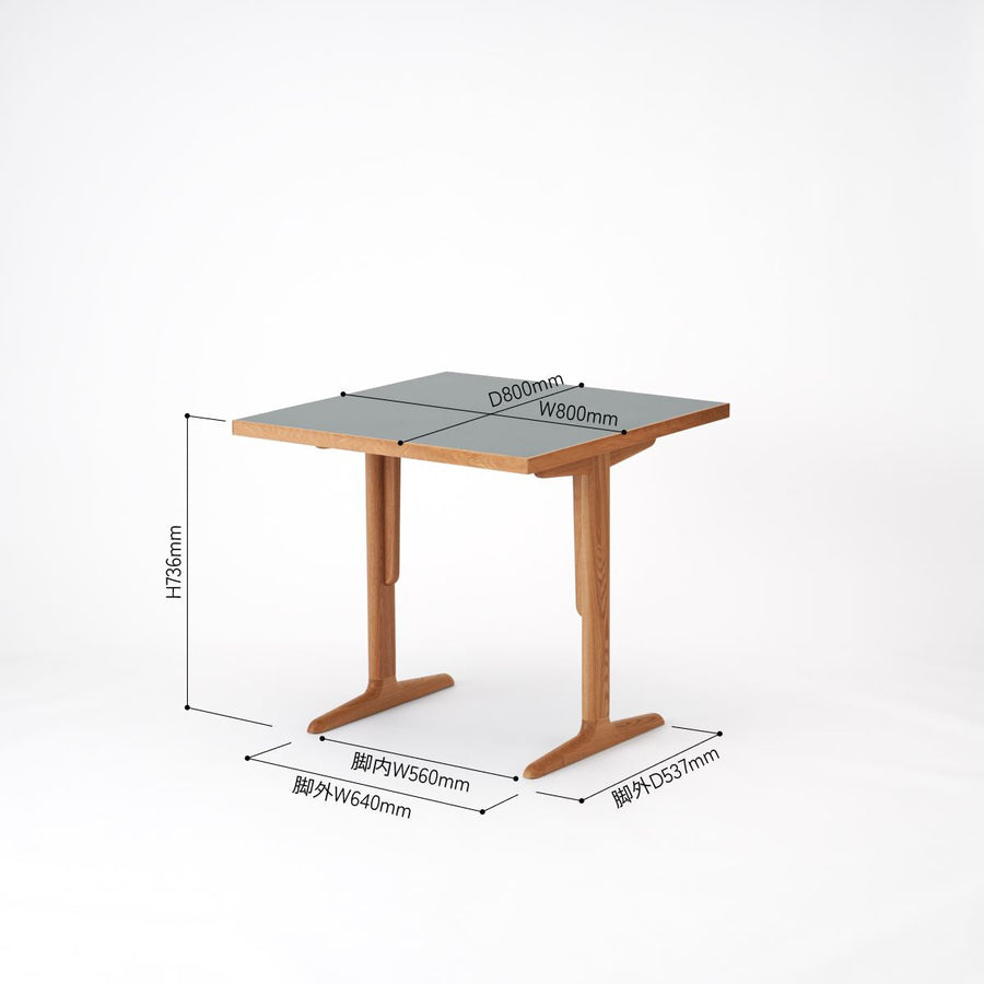 KUUM Table W800×D800 メラミングレー 木脚 T