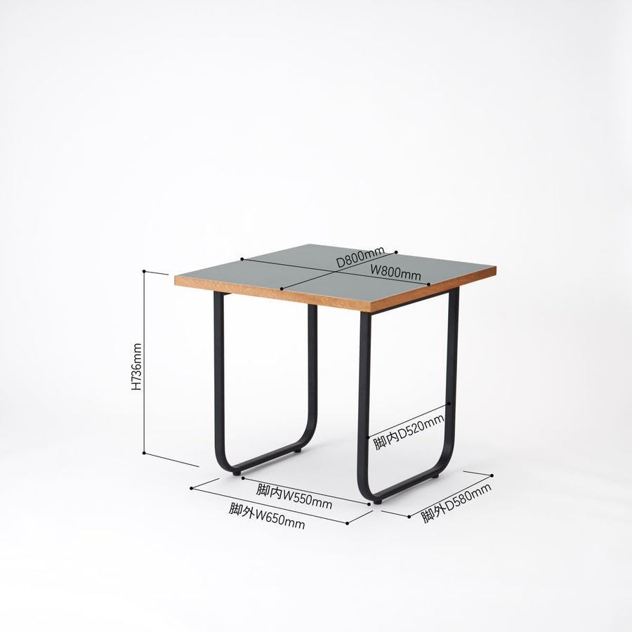 KUUM Table W800×D800 メラミングレー 鉄脚オーバル