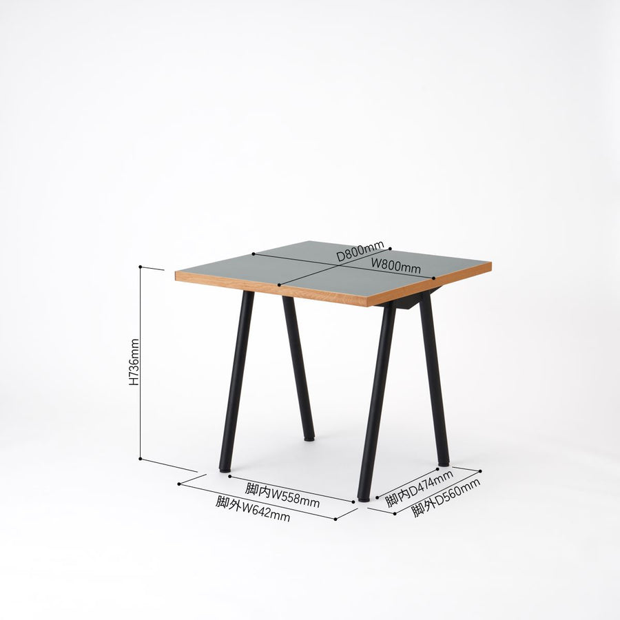 KUUM Table W800×D800 メラミングレー 鉄脚 V