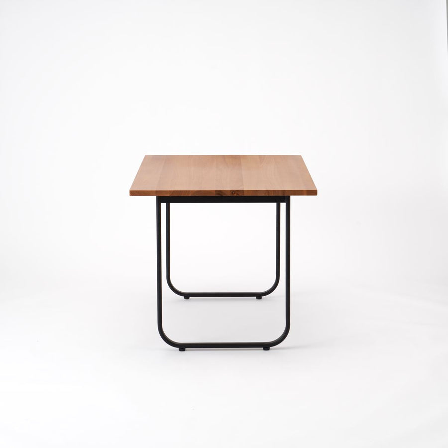 KUUM Table W1200×D800 アッシュ無垢材ナチュラル 鉄脚オーバル