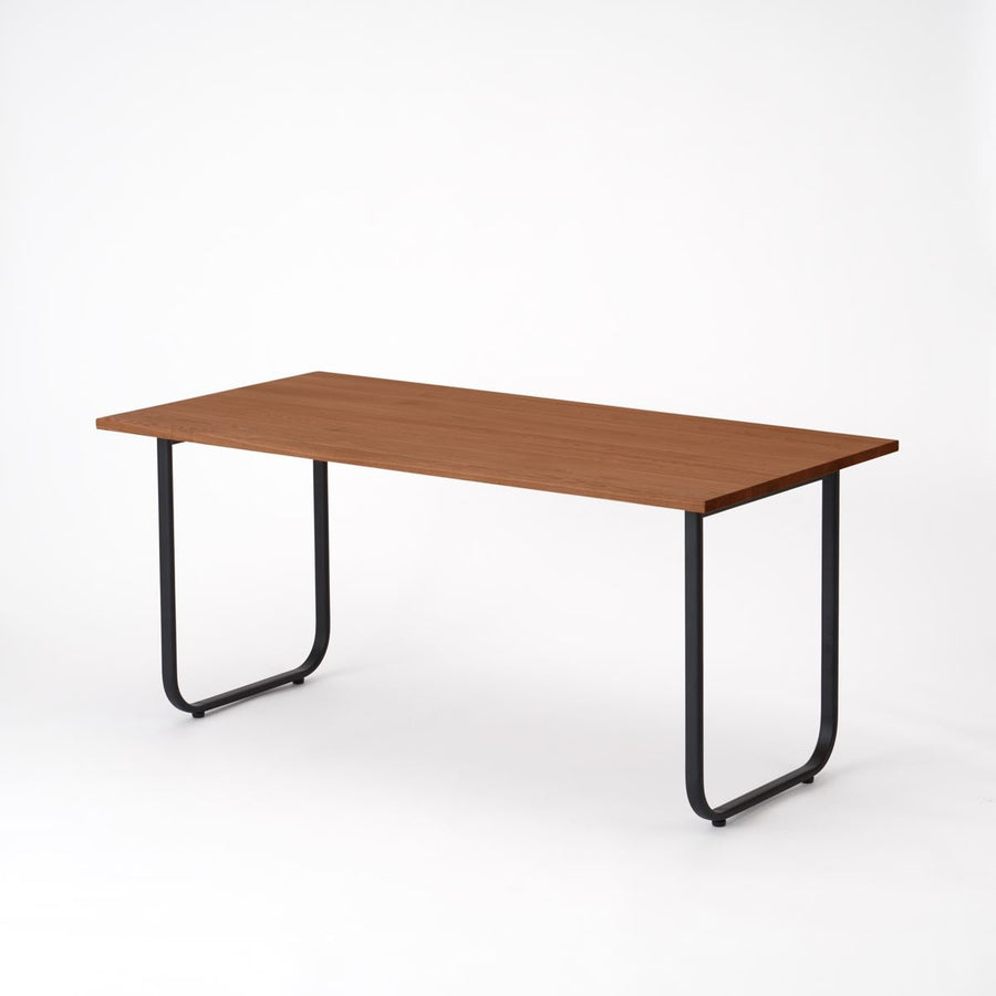 KUUM Table W1600×D800 アッシュ無垢材ブラウン 鉄脚オーバル