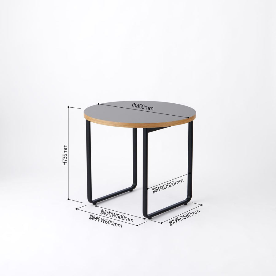 KUUM Table Φ850 メラミングレー 鉄脚オーバル
