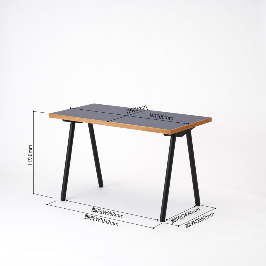 KUUM Table W1200×D600 メラミンネイビー 鉄脚 V