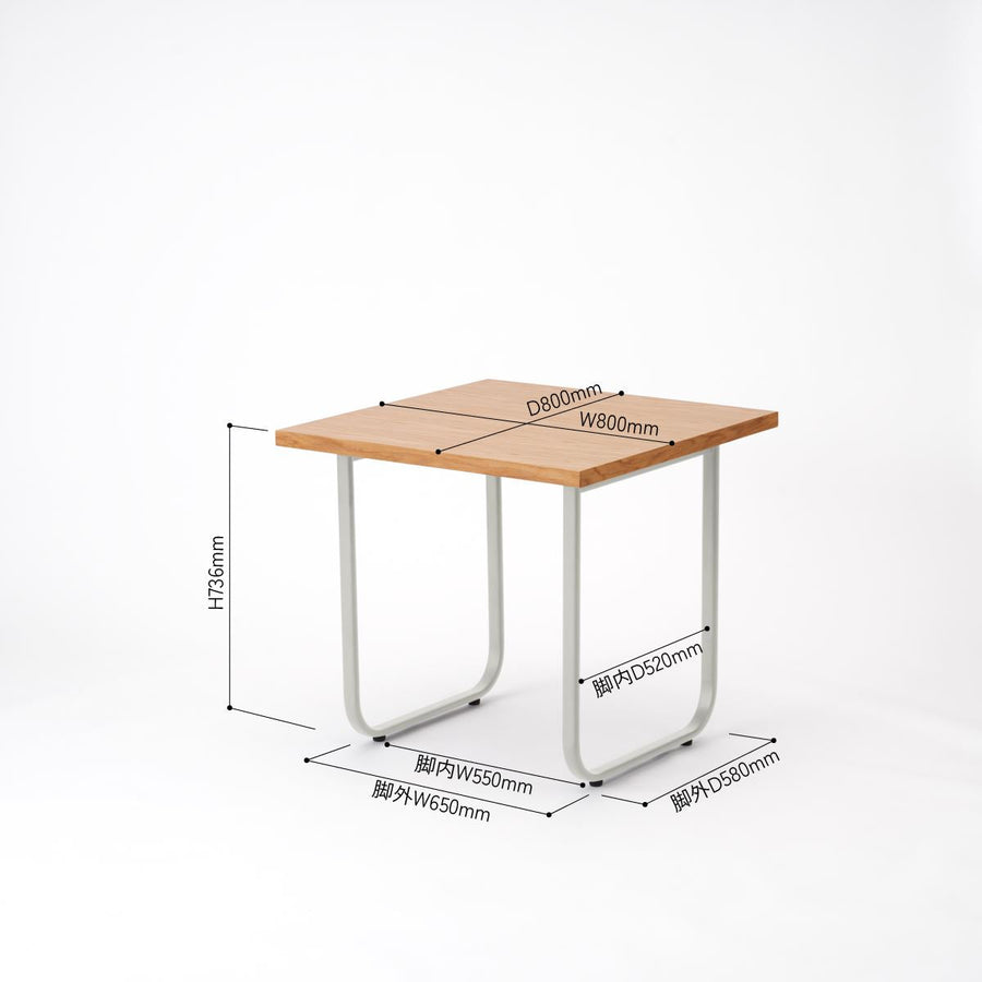 KUUM Table W800×D800 オーク突板ナチュラル 鉄脚オーバル