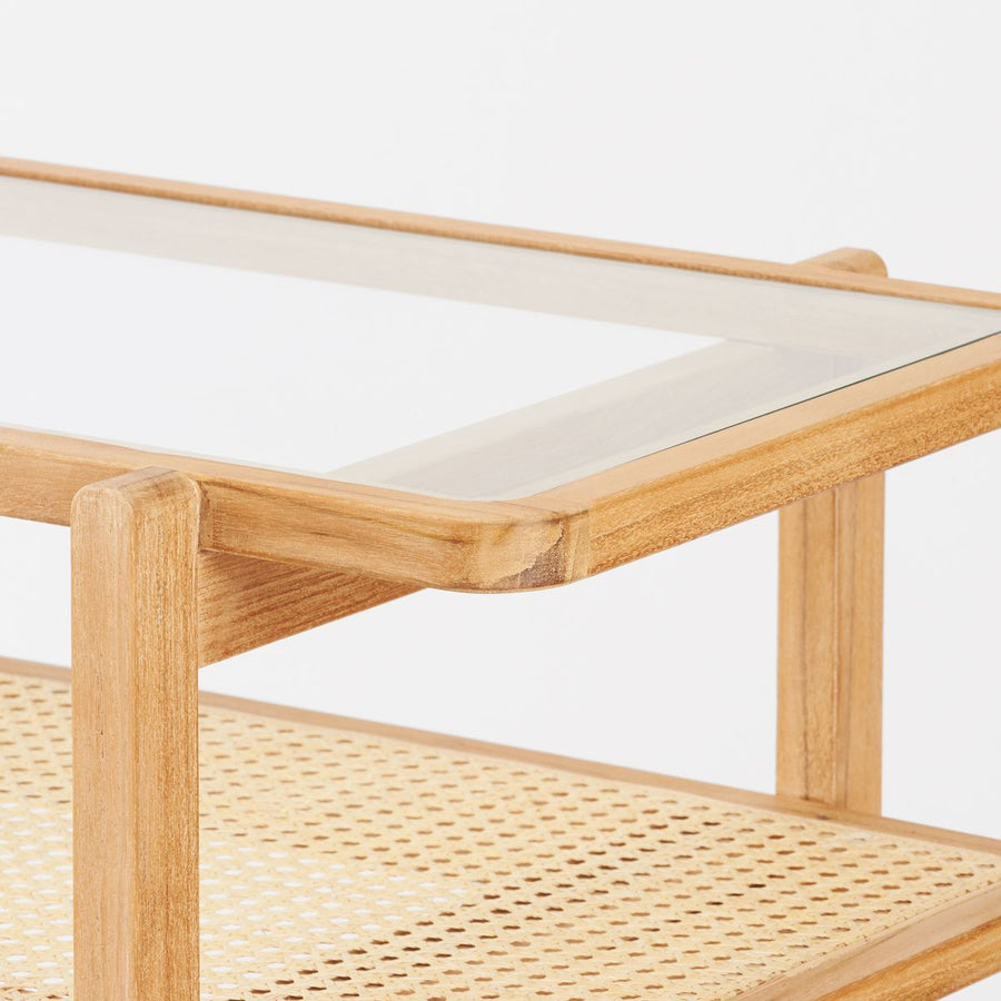 Rattan Glass Living table ラタングラスリビングテーブル