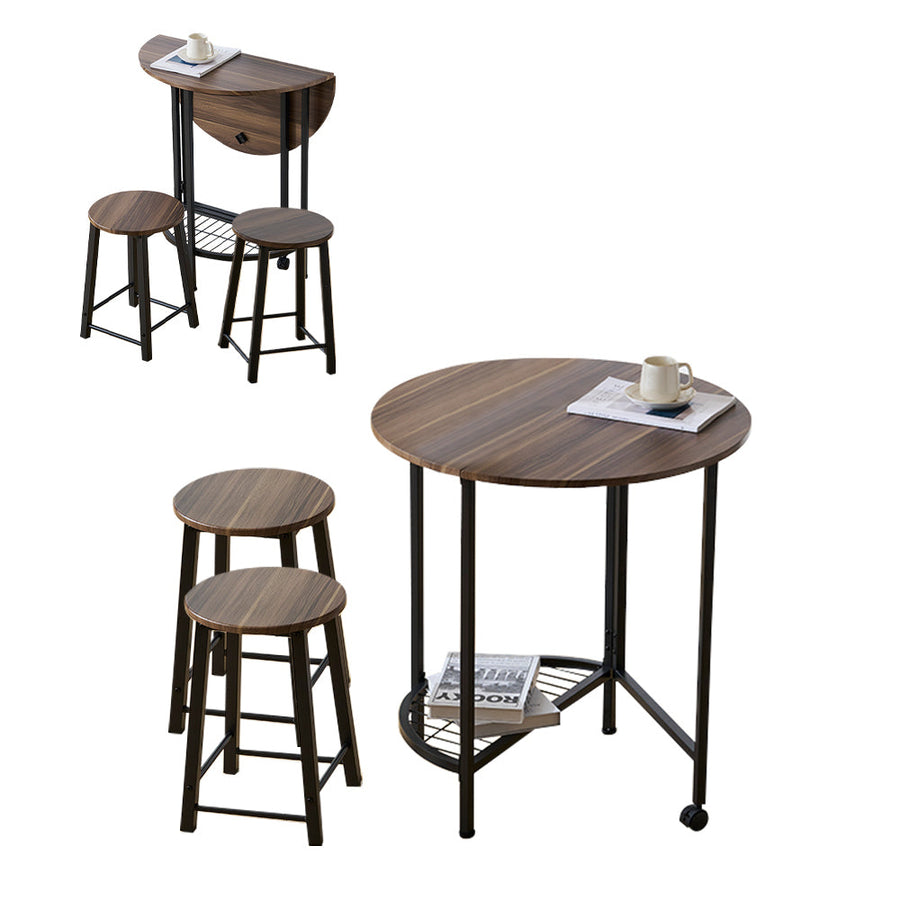 Round dining table and chairs set of 3