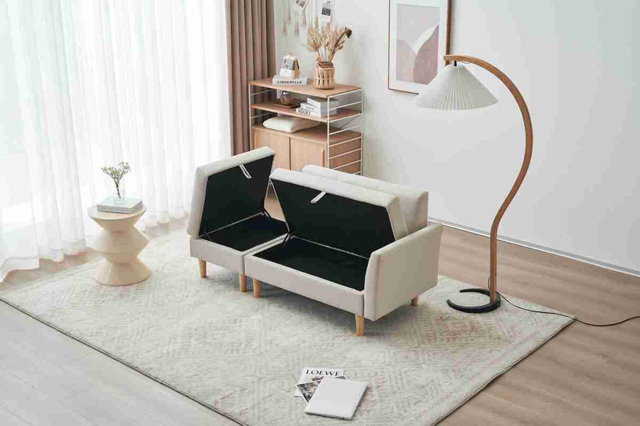 2-seater sofa bed with storage