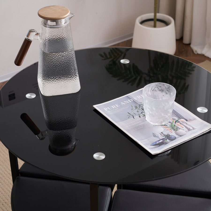 Steel dining table set for 4