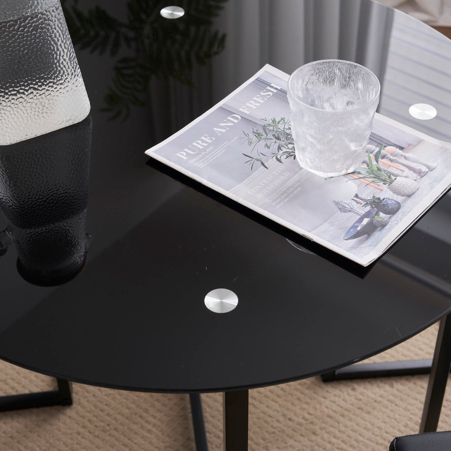 Steel dining table set for 4