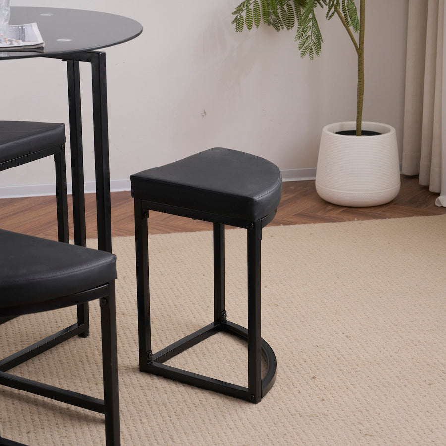 Steel dining table set for 4