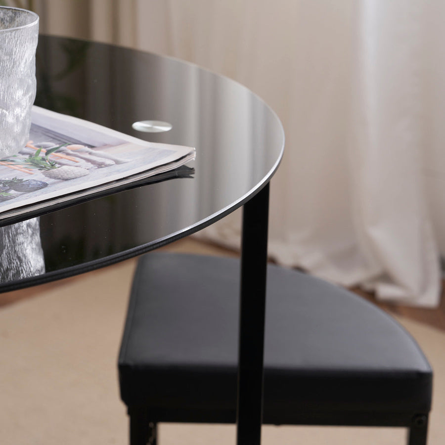 Steel dining table set for 4