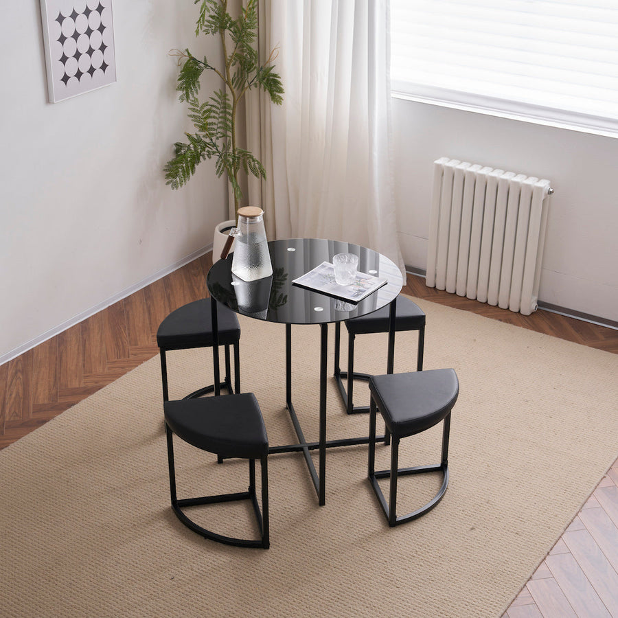 Steel dining table set for 4