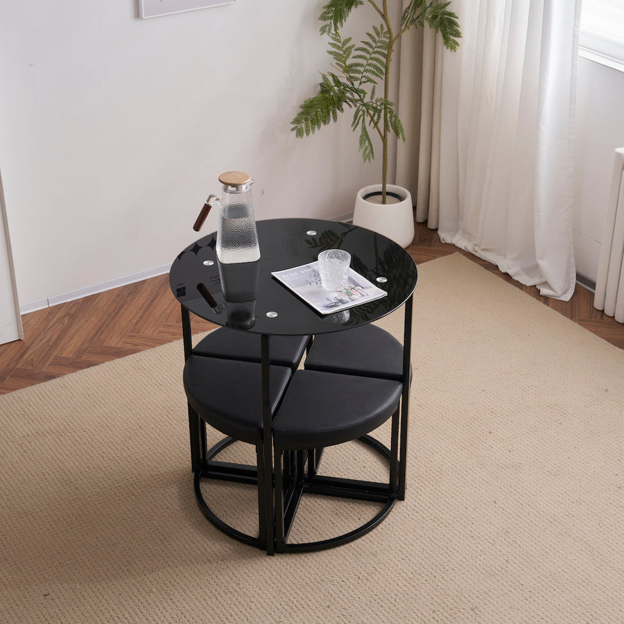 Steel dining table set for 4