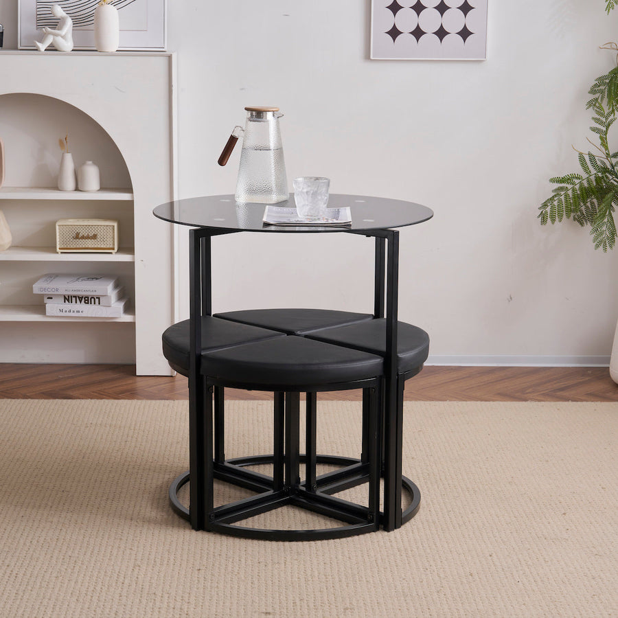 Steel dining table set for 4