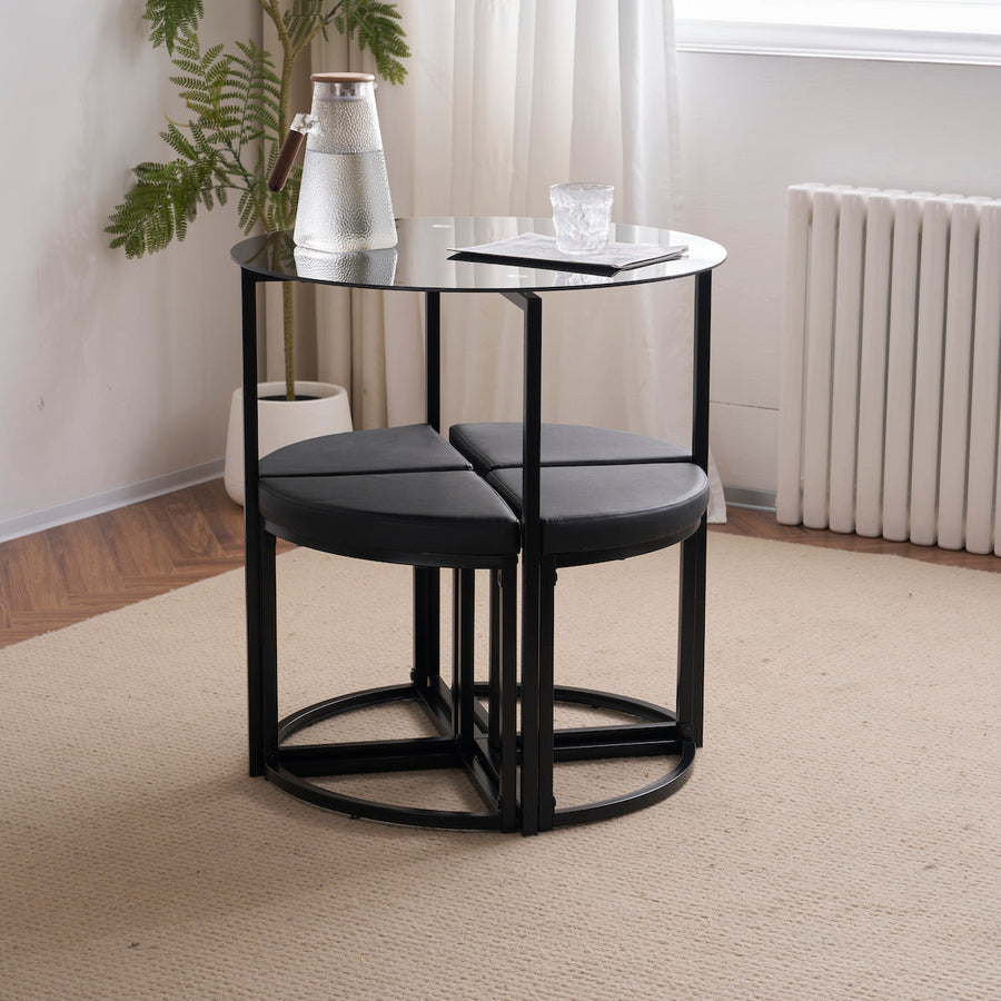 Steel dining table set for 4