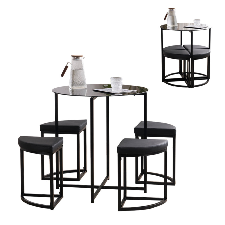 Steel dining table set for 4