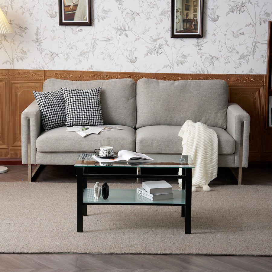 Lift-up glass low table