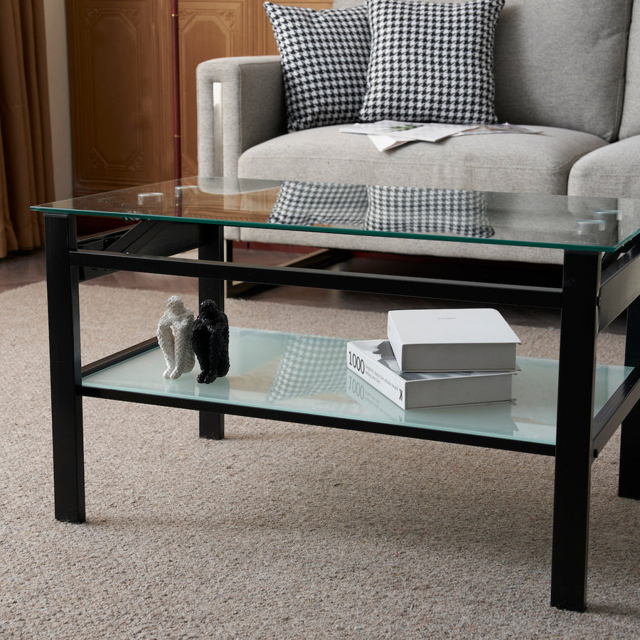 Lift-up glass low table