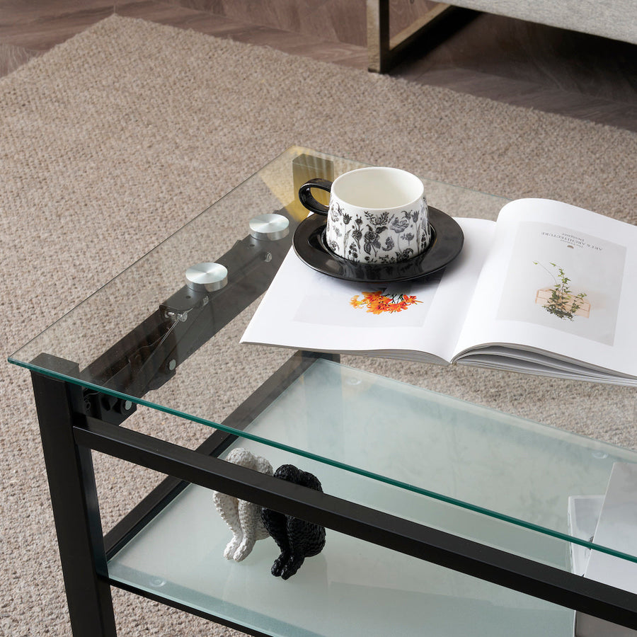 Lift-up glass low table